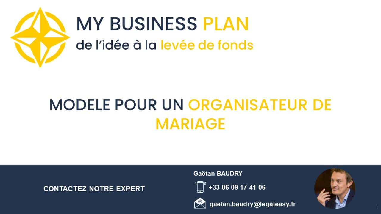 Modèle de business plan pour wedding planner / organisateur de mariage