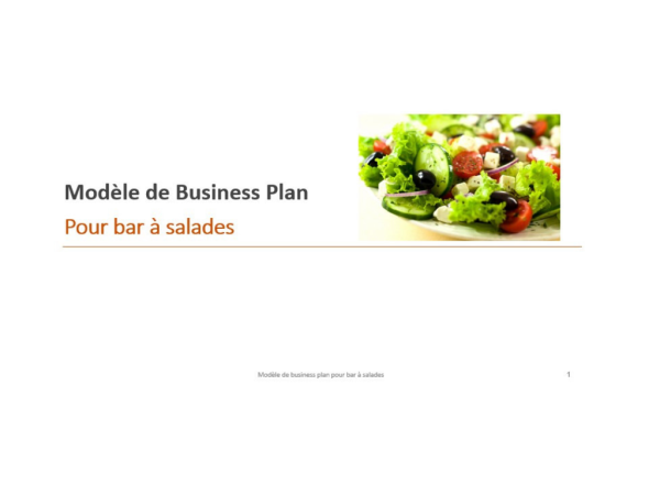 business plan bar a salade